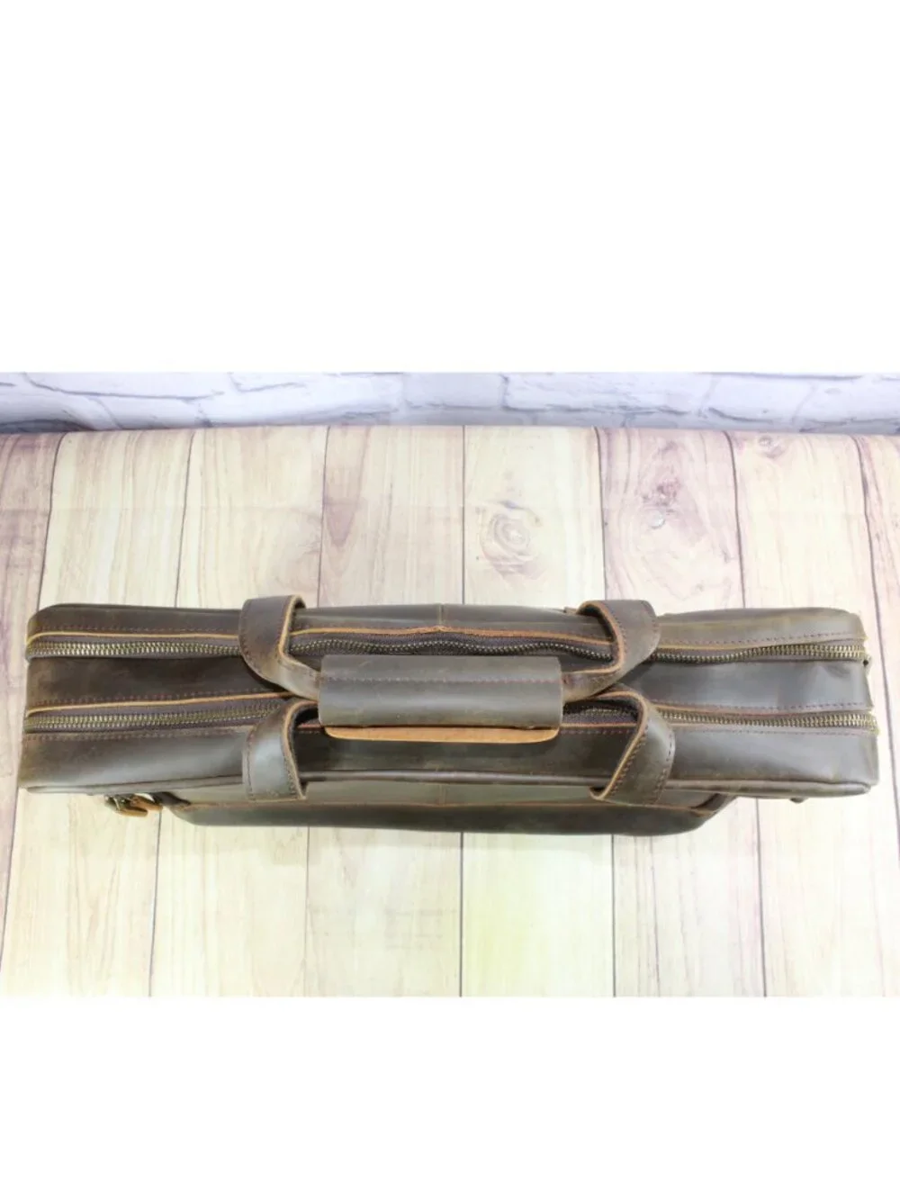 Men's Brown Leather Laptop Briefcase Messenger Bag Work Travel 18 x 12 x 3.5